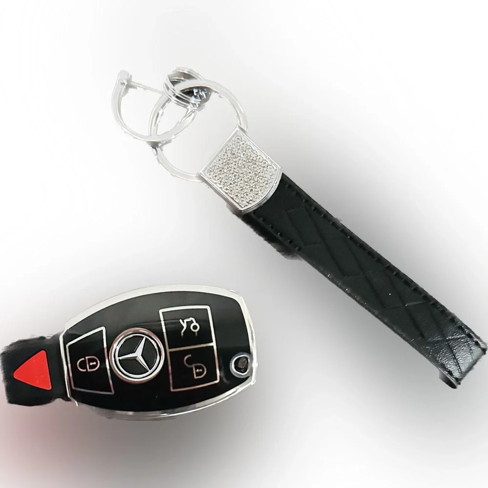 🆕Mercedes Key fob cover and key chain black&silver